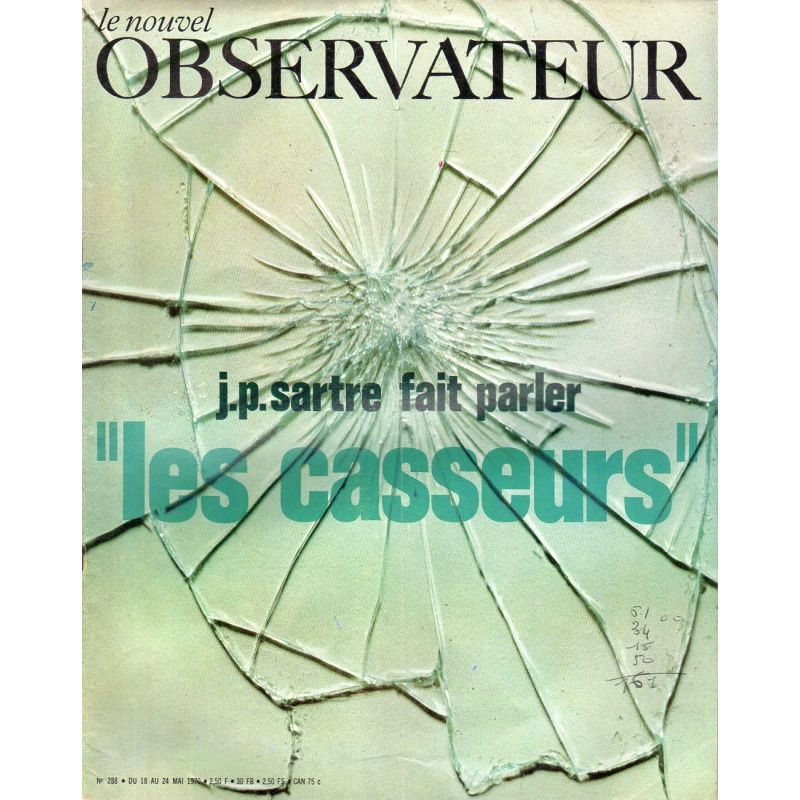 Le Nouvel Observateur n° 288 - 18 mai 1970 - J.P. Sartre fait parler "les casseurs"