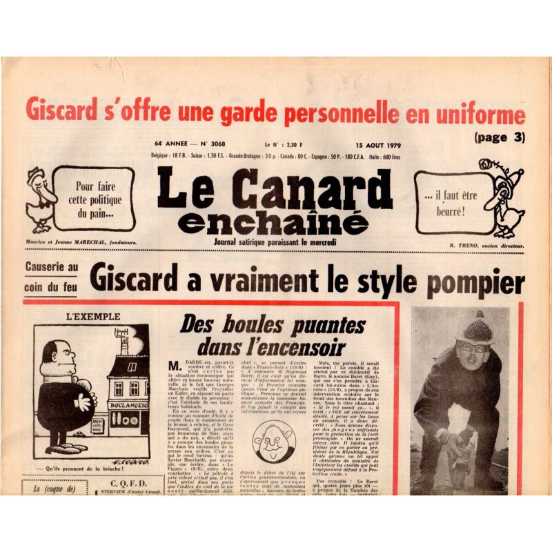 Canard Enchaîné (le) - n° 3068 - 15 août 1979