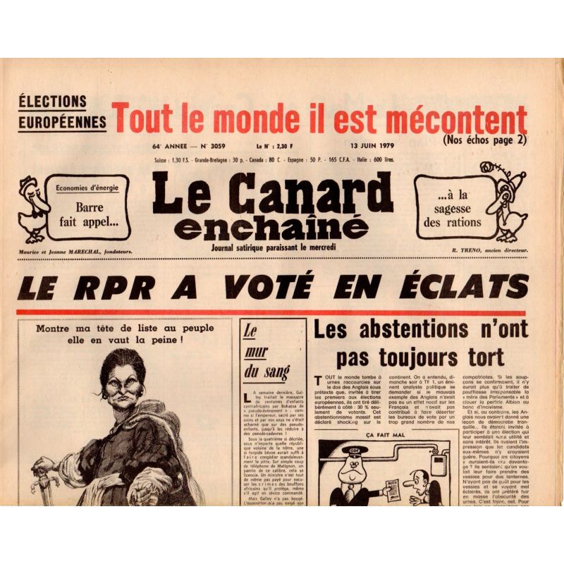 Canard Enchaîné (le) - n° 3059 - 13juin 1979