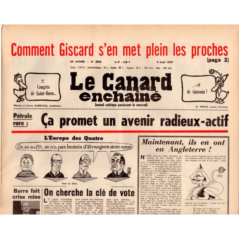 Canard Enchaîné (le) - n° 3054 - 9 mai 1979 - Comment Giscard s'en met plein les proches