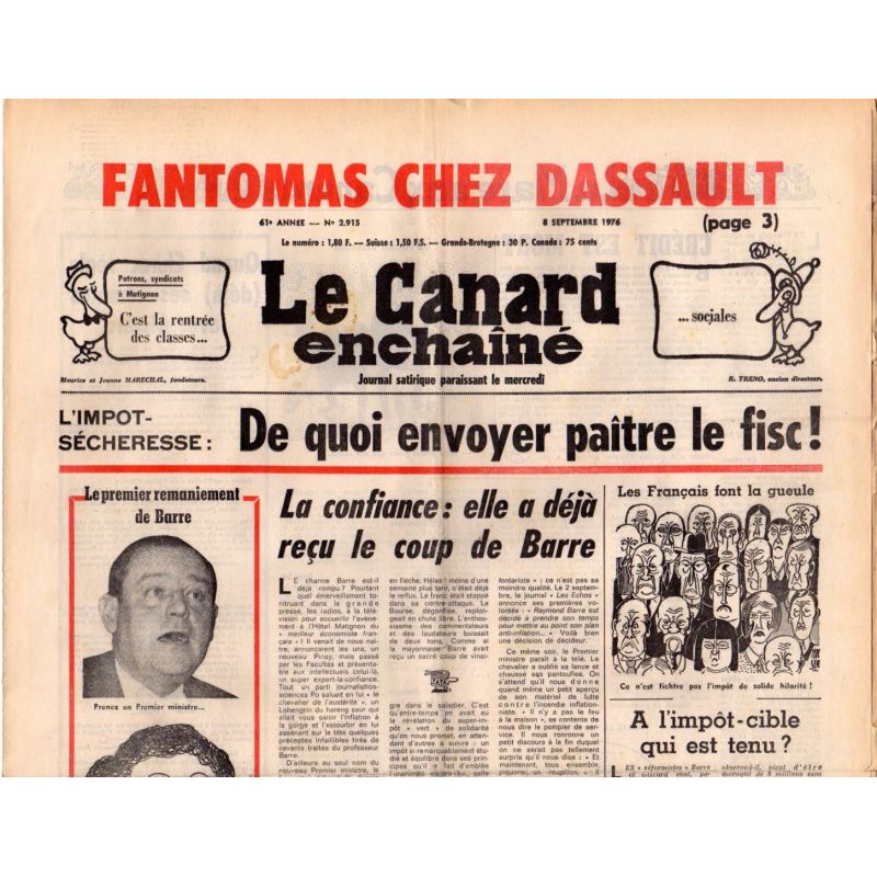 Canard Enchaîné (le) - n° 2915 - 8 septembre 1976 - Fantomas chez Dassault