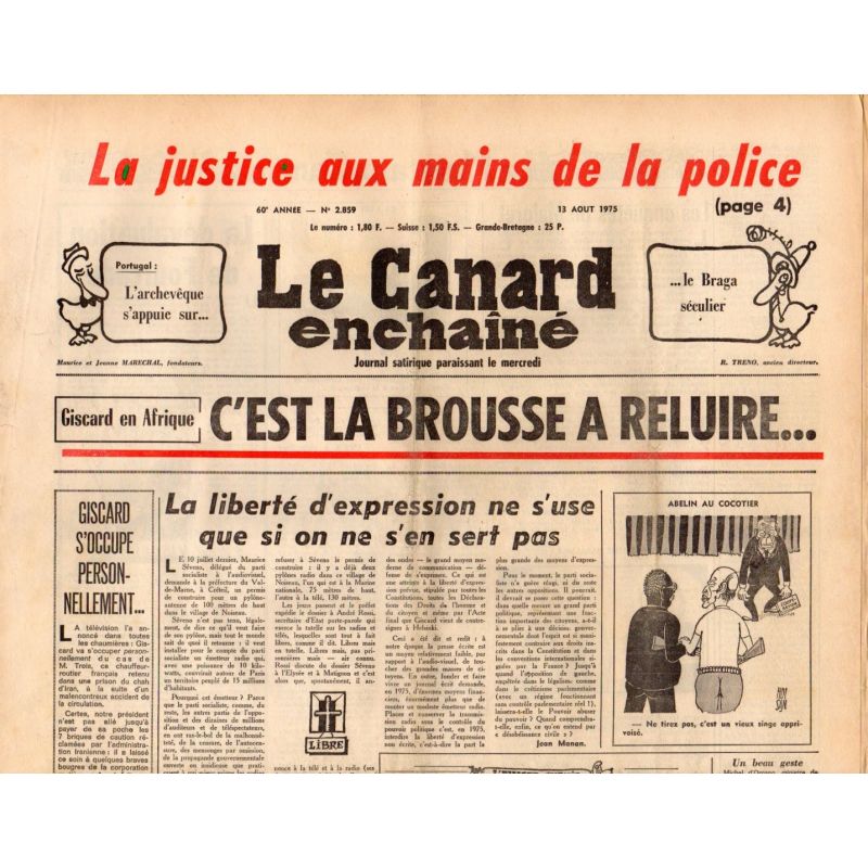 Canard Enchaîné (le) - n° 2859 - 13 aout 1975 - Giscard en Afrique : c'est la brousse à reluire...