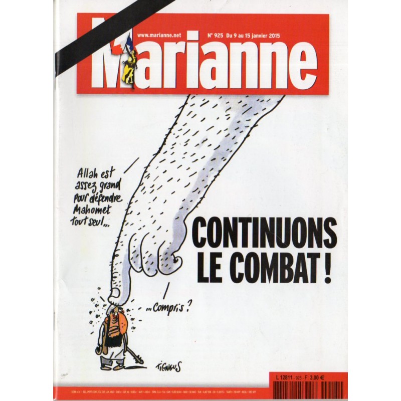 Marianne n° 925 - Continuons le Combat !  (9 janvier 2015)