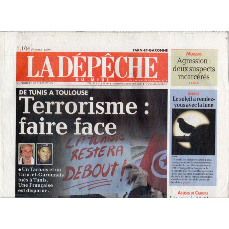 20 mars 2015 - La Dépêche du Midi (complet) - Terrorisme : faire face