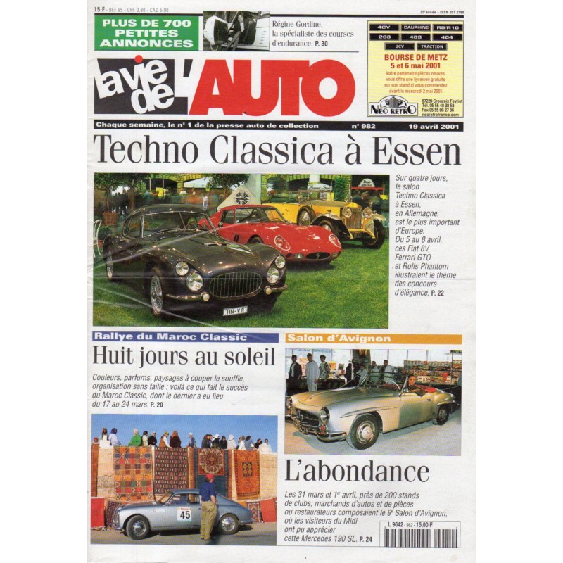 La Vie de l'Auto n° 982 du 19/04/2001 - Techno Classica à Essen