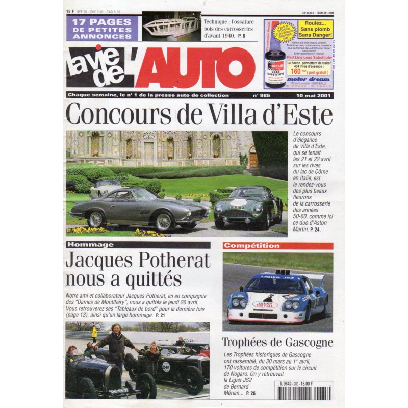La Vie de l'Auto n° 985 du 10/05/2001 - Concours de Villa d'Este
