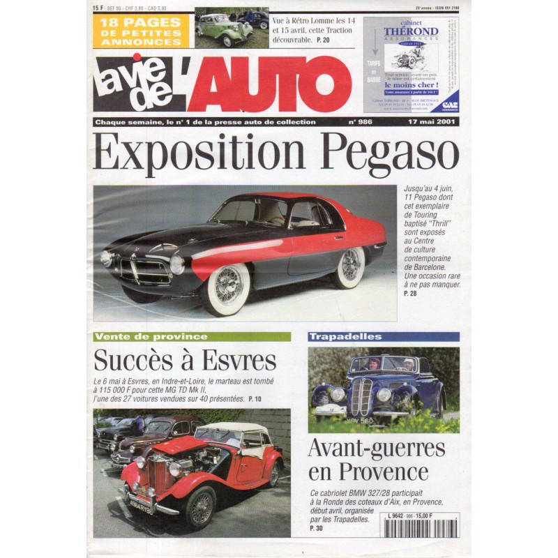 La Vie de l'Auto n° 986 du 17/05/2001 - Exposition Pegaso