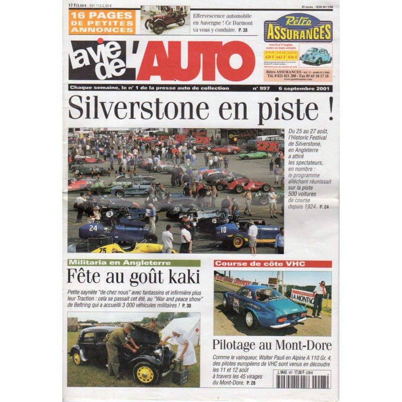 La Vie de l'Auto n° 997 du 06/09/2001 - Silverstone en piste !