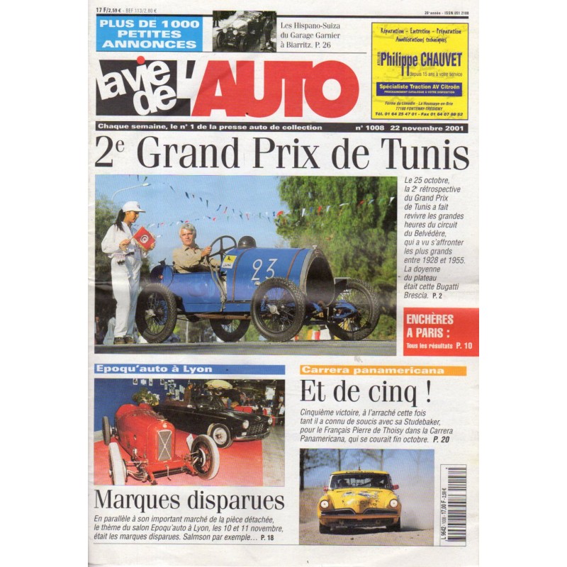 La Vie de l'Auto n° 1008 du 22/11/2001 - 2e Grand Prix de Tunis