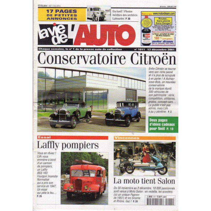 La Vie de l'Auto n° 1011 du 13/12/2001 - Conservatoire Citroën
