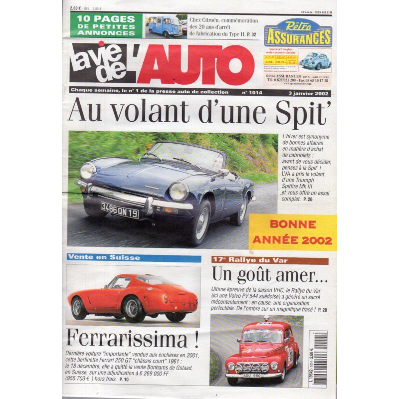 La Vie de l'Auto n° 1014 du 03/01/2002 - Au volant d'une Spit'