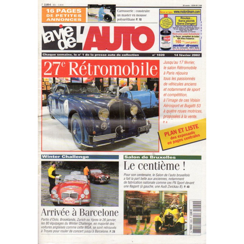 La Vie de l'Auto n° 1020 du 14/02/2002 - 27e Rétromobile