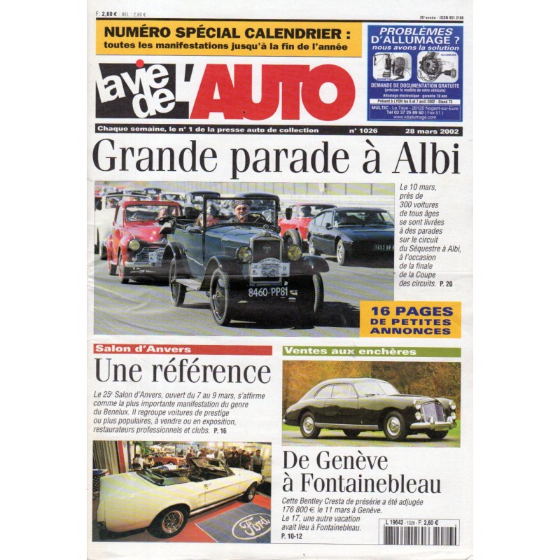 La Vie de l'Auto n° 1026 du 28/03/2002 - Grande parade à Albi