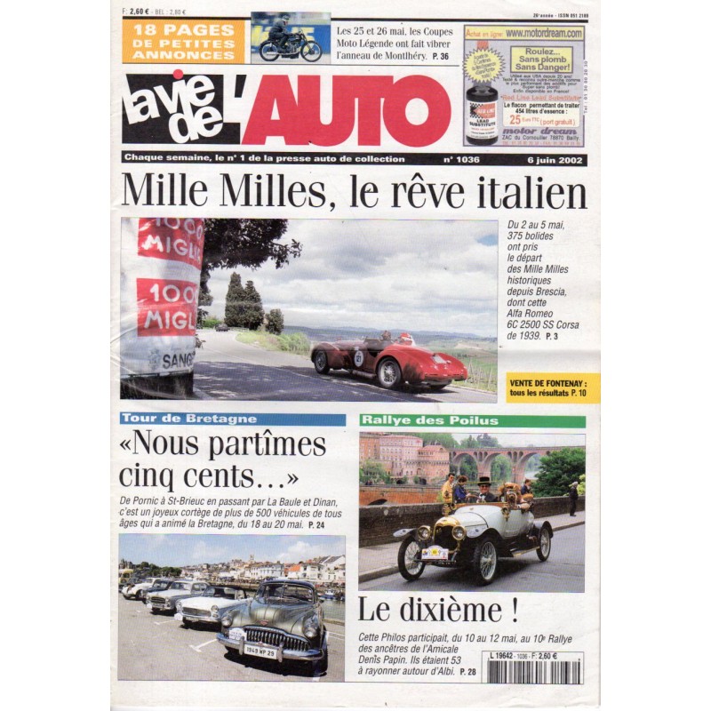 La Vie de l'Auto n° 1036 du 06/06/2002 - Mille Milles, le rêve italien