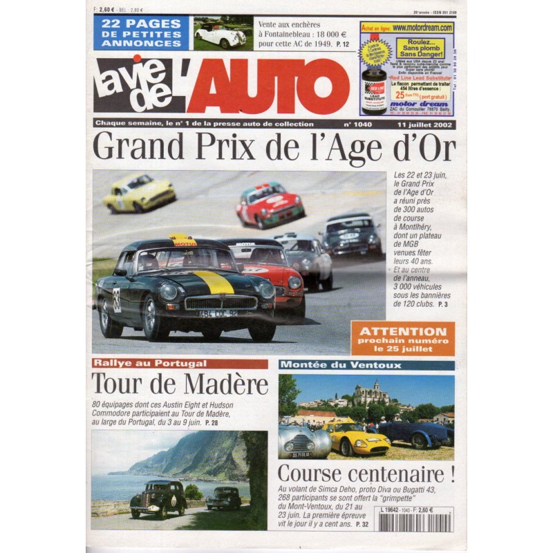 La Vie de l'Auto n° 1040 du 11/07/2002 - Grand Prix de l'Age d'Or