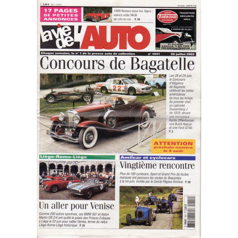 La Vie de l'Auto n° 1041 du 25/07/2002 - Concours de Bagatelle