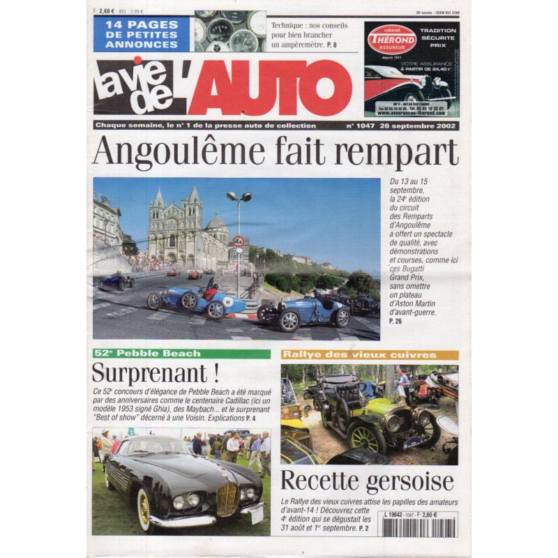 La Vie de l'Auto n° 1047 du 26/09/2002 - Angoulême fait rempart