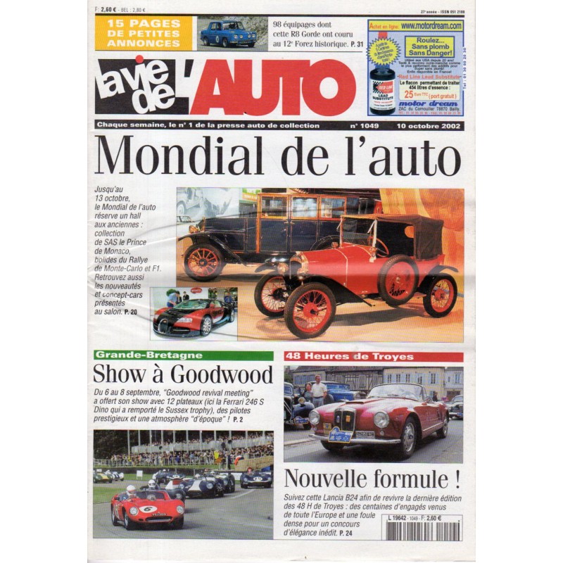 La Vie de l'Auto n° 1049 du 10/10/2002 - Mondial de l'auto