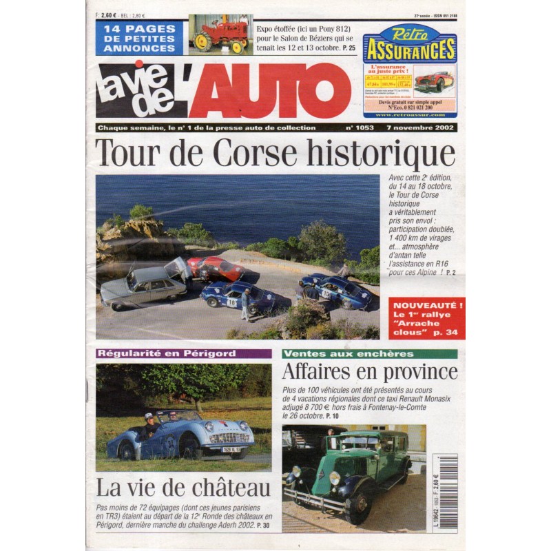 La Vie de l'Auto n° 1053 du 07/11/2002 - Tour de Corse historique