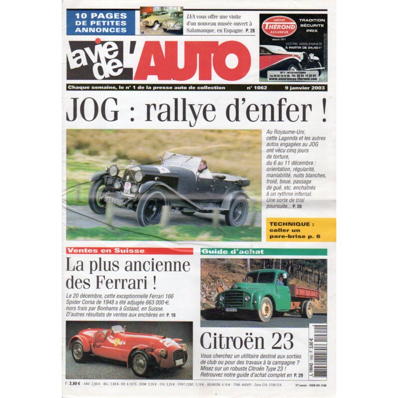 La Vie de l'Auto n° 1062 du 09/01/2003 - JOG : rallye d'enfer !