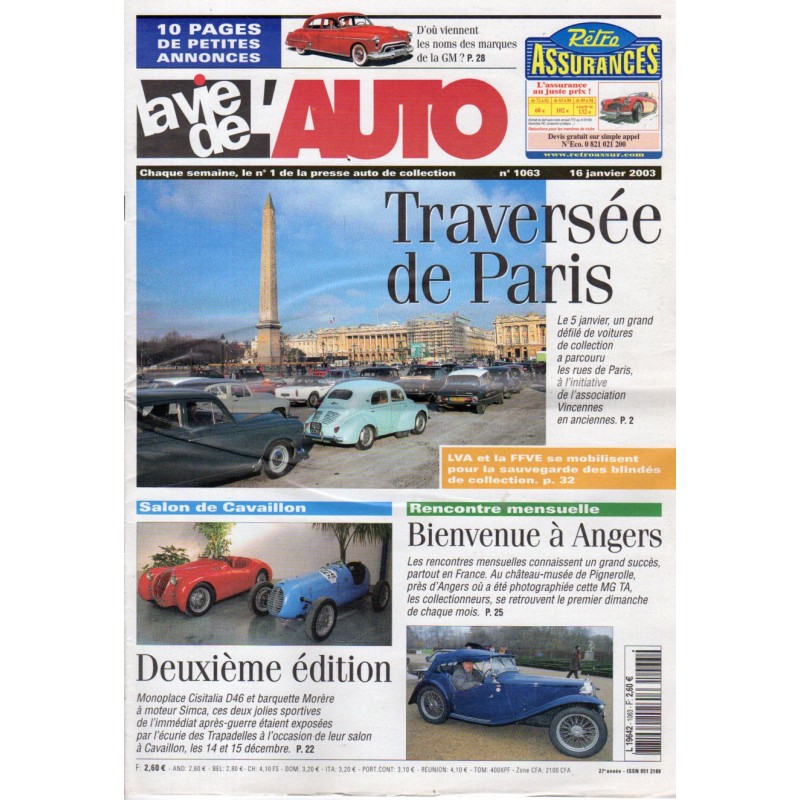 La Vie de l'Auto n° 1063 du 16/01/2003 - Traversée de Paris
