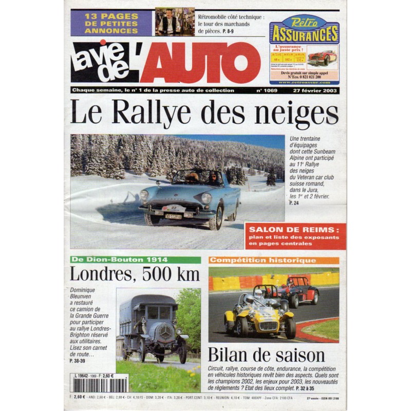 La Vie de l'Auto n° 1069 du 27/02/2003 - Le Rallye des neiges