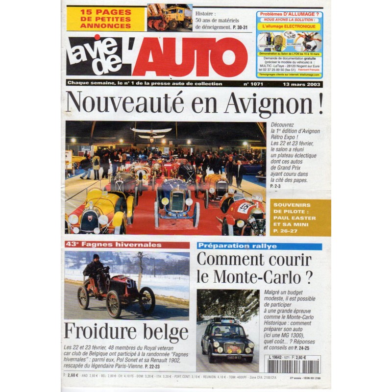La Vie de l'Auto n° 1071 du 13/03/2003 - Nouveauté en Avignon !