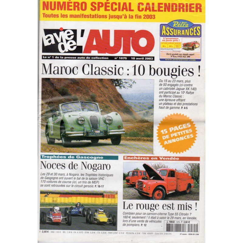 La Vie de l'Auto n° 1075 du 10/04/2003 - Maroc Classic : 10 bougies !