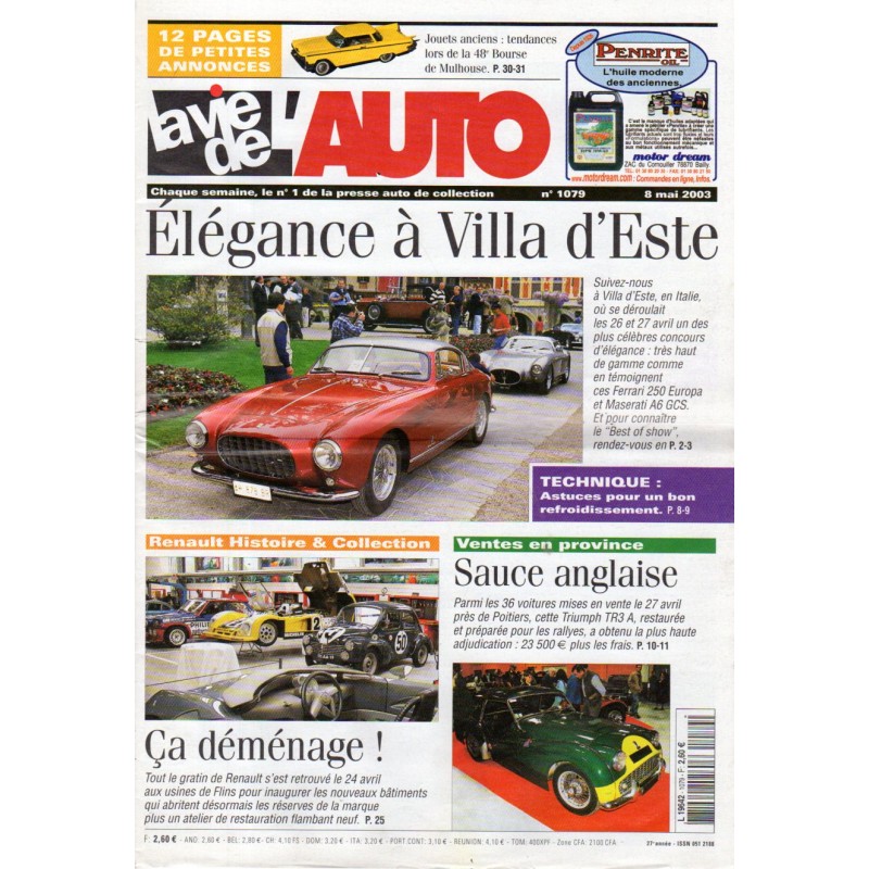 La Vie de l'Auto n° 1079 du 08/05/2003 - Élégance à Villa d'Este