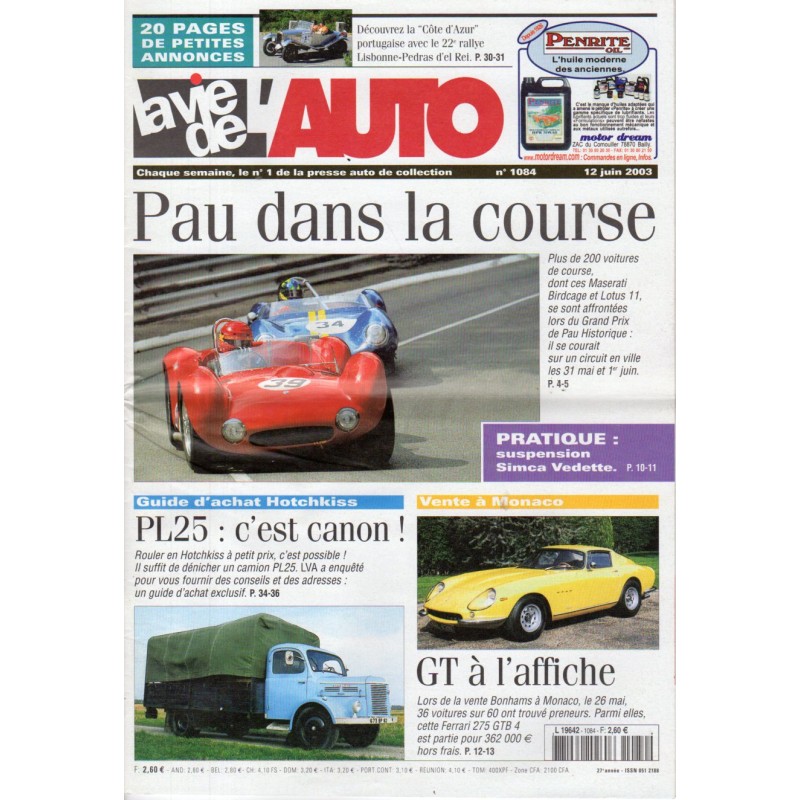 La Vie de l'Auto n° 1084 du 12/06/2003 - Pau dans la course