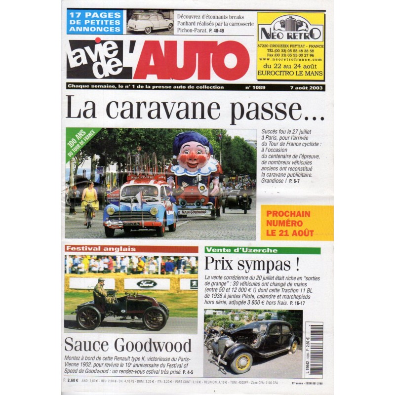 La Vie de l'Auto n° 1089 du 07/08/2003 - La caravane passe...