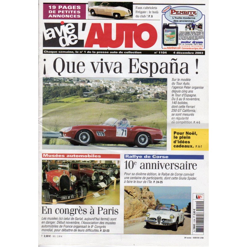 La Vie de l'Auto n° 1104 du 04/12/2003 - Que viva Espana !