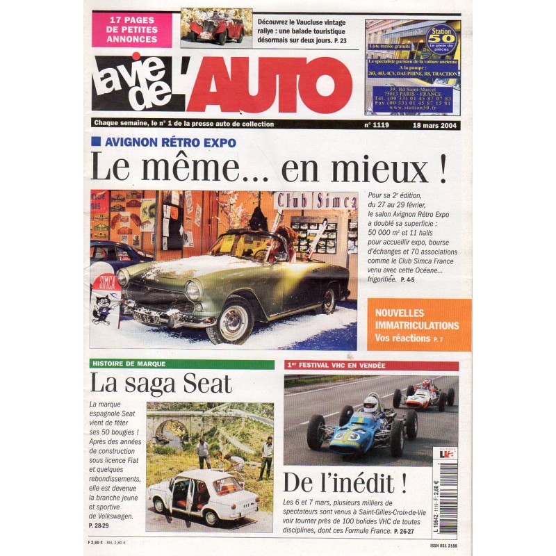 La Vie de l'Auto n° 1119 du 18 mars 2004 - Avignon Rétro Expo : Le même... en mieux !
