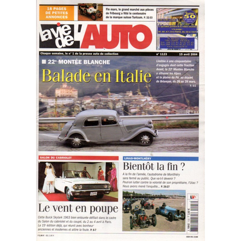 La Vie de l'Auto n° 1123 du 15 avril 2004 - 22e Montée Blanche : Balade en Italie