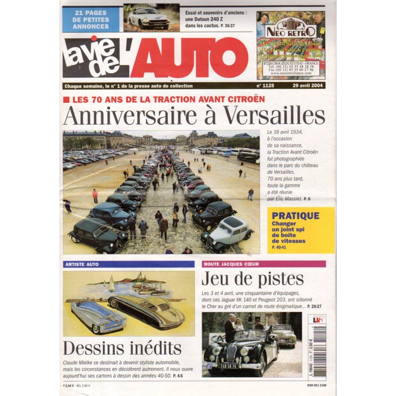La Vie de l'Auto n° 1125 du 29 avril 2004 - Les 70 ans de la Traction Avant Citroën : Anniversaire à Versailles