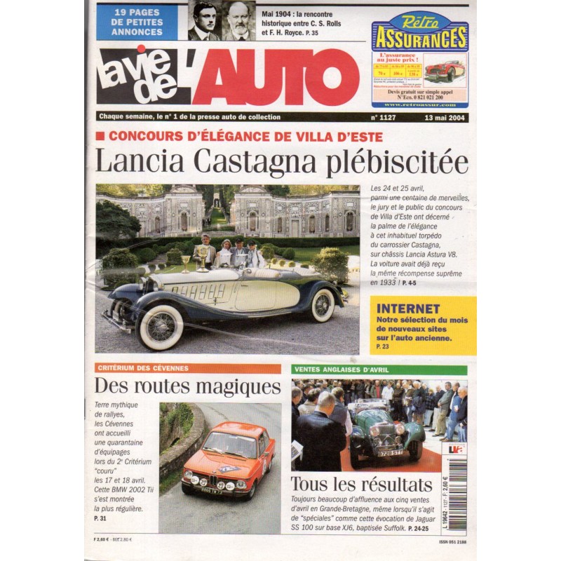 La Vie de l'Auto n° 1127 du 13 mai 2004 - Concours d'élégance de Villa d'Este : Lancia Castagna plébiscitée