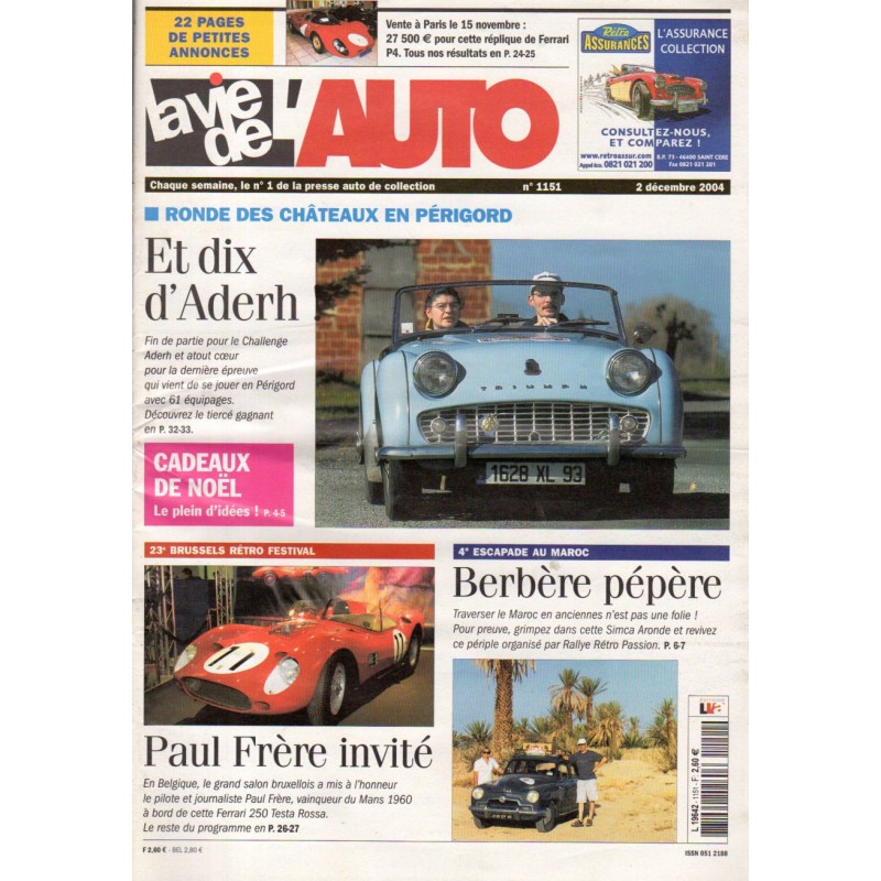 La Vie de l'Auto n° 1151 du 2 décembre 2004 - Ronde des Châteaux en Périgord : Et dix d'Aderh