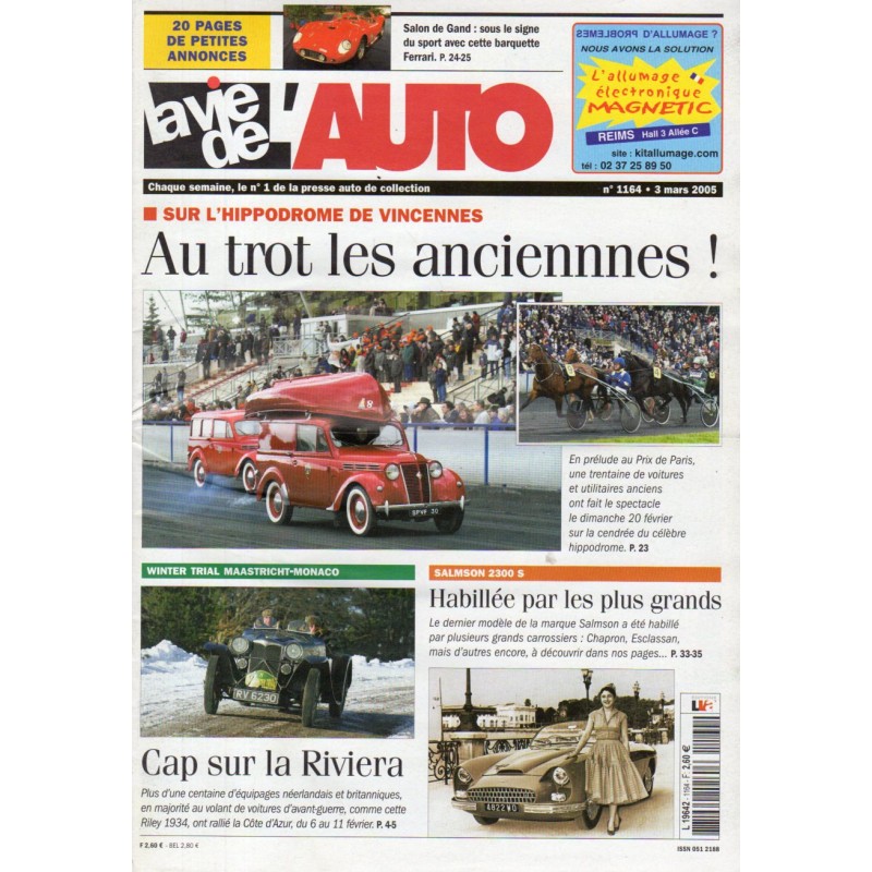 La Vie de l'Auto n° 1164 du 3 mars 2005 - Hippodrome de Vincennes : Au trot les anciennes !