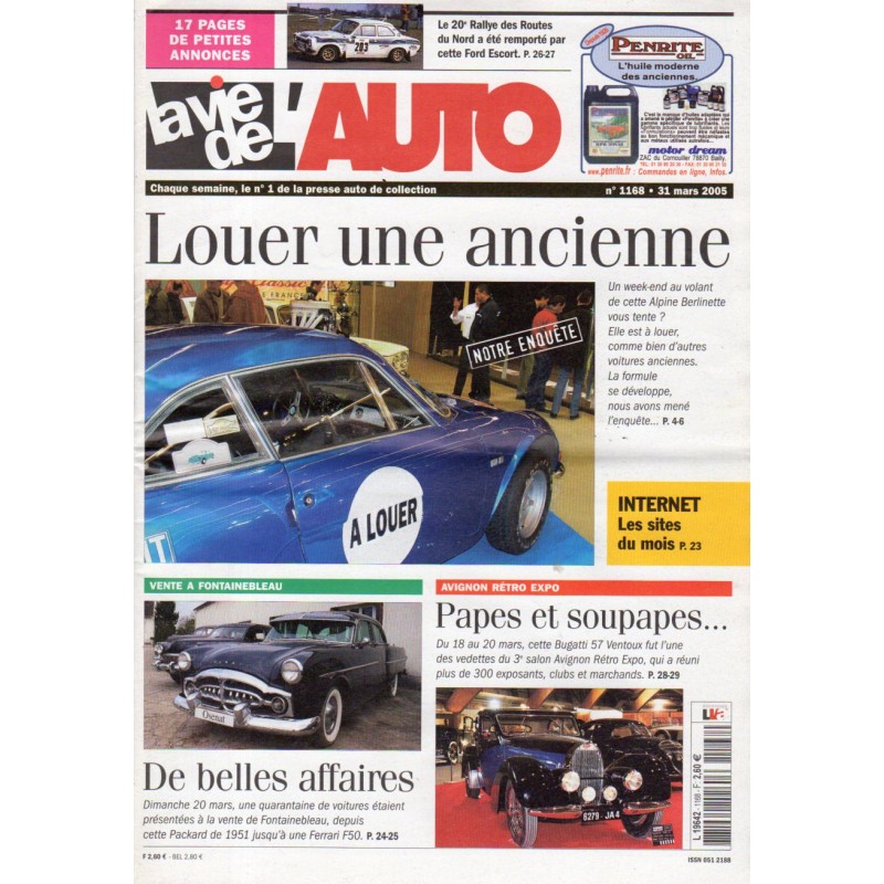 La Vie de l'Auto n° 1168 du 31 mars 2005 - Louer une ancienne