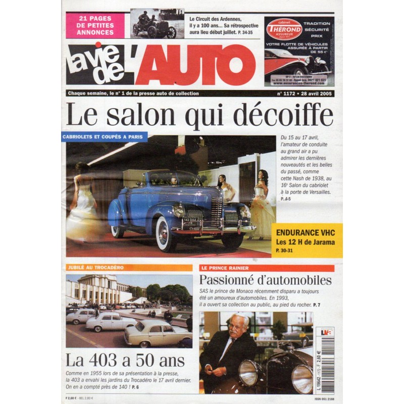 La Vie de l'Auto n° 1172 du 28 avril 2005 - Salon de Paris : Cabriolets et coupés