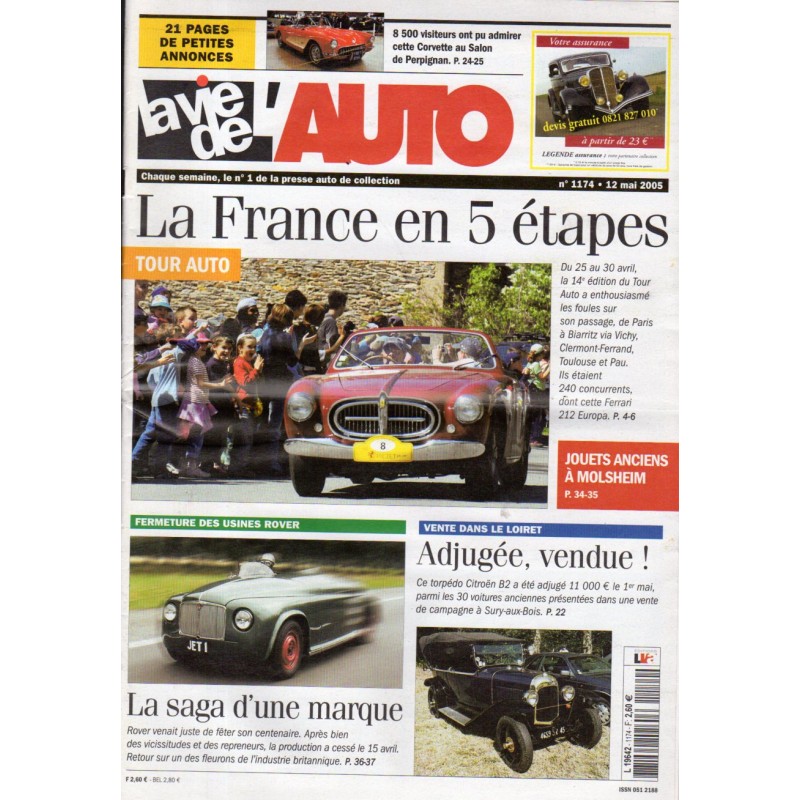 La Vie de l'Auto n° 1174 du 12 mai 2005 - Tour Auto : La France en 5 étapes