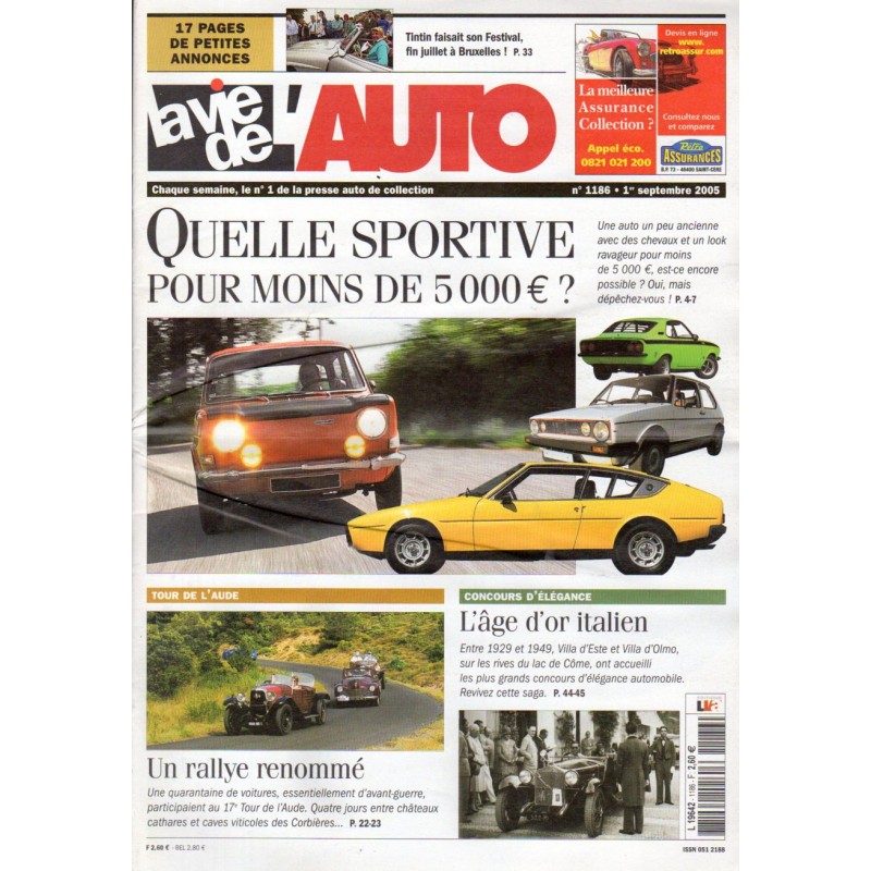 La Vie de l'Auto n° 1186 du 1er septembre 2005 - Quelle sportive pour moins de 5000 € ?