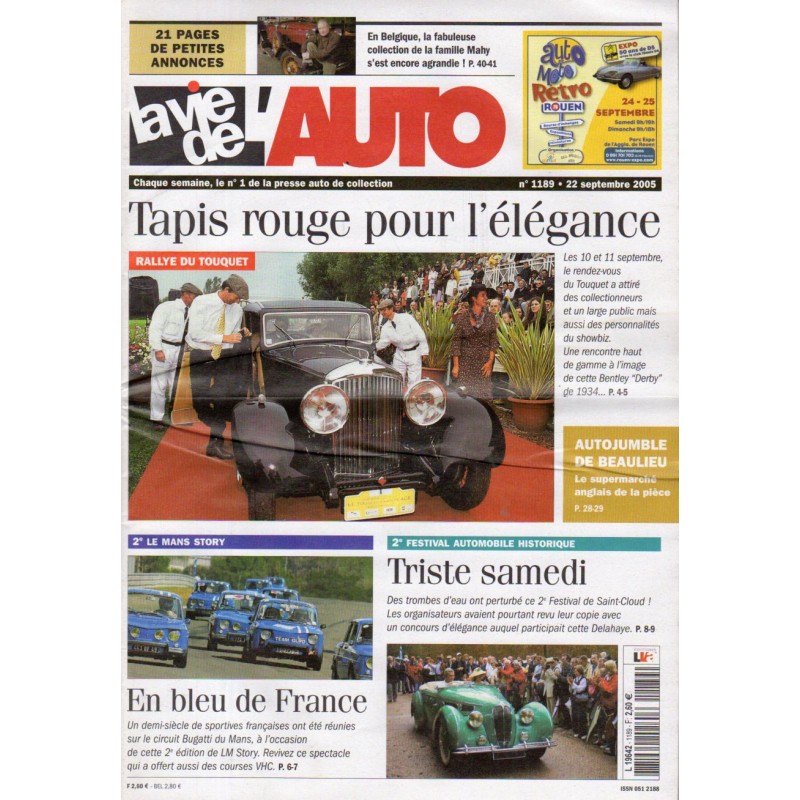 La Vie de l'Auto n° 1189 du 22 septembre 2005 - Rallye du Touquet : Tapis rouge pour l'élégance