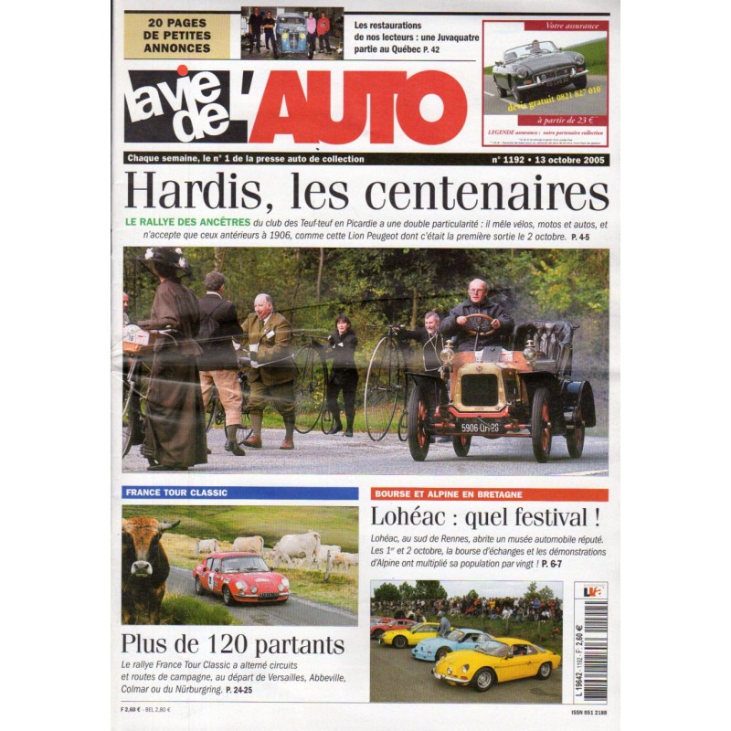 La Vie de l'Auto n° 1192 du 13 octobre 2005 - Le Rallye des Ancêtres : Hardis, les centenaires