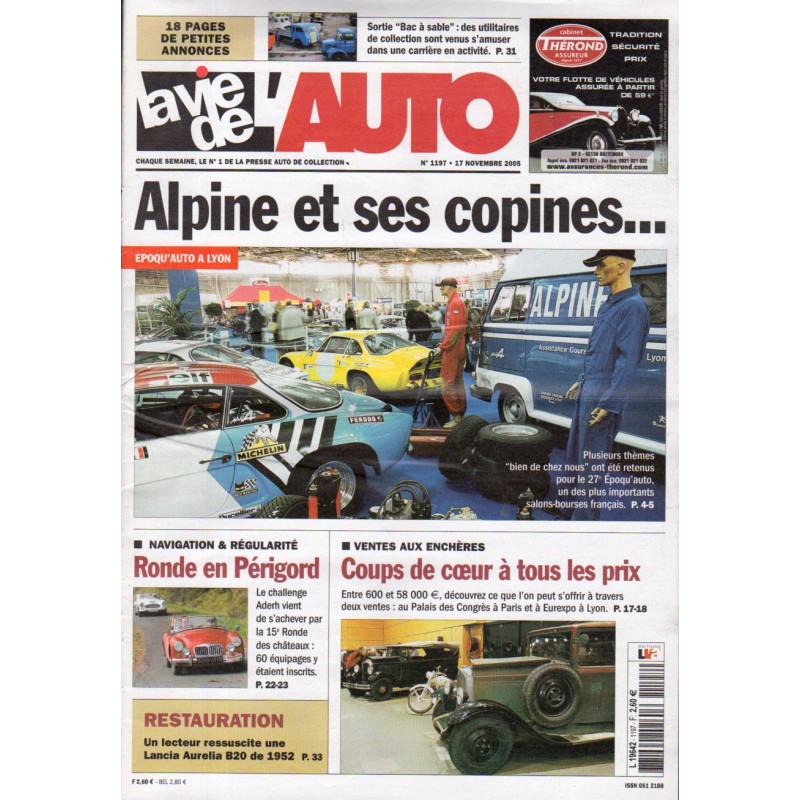 La Vie de l'Auto n° 1197 du 17 novembre 2005 - Epoqu'Auto à Lyon : Alpine et ses copines...