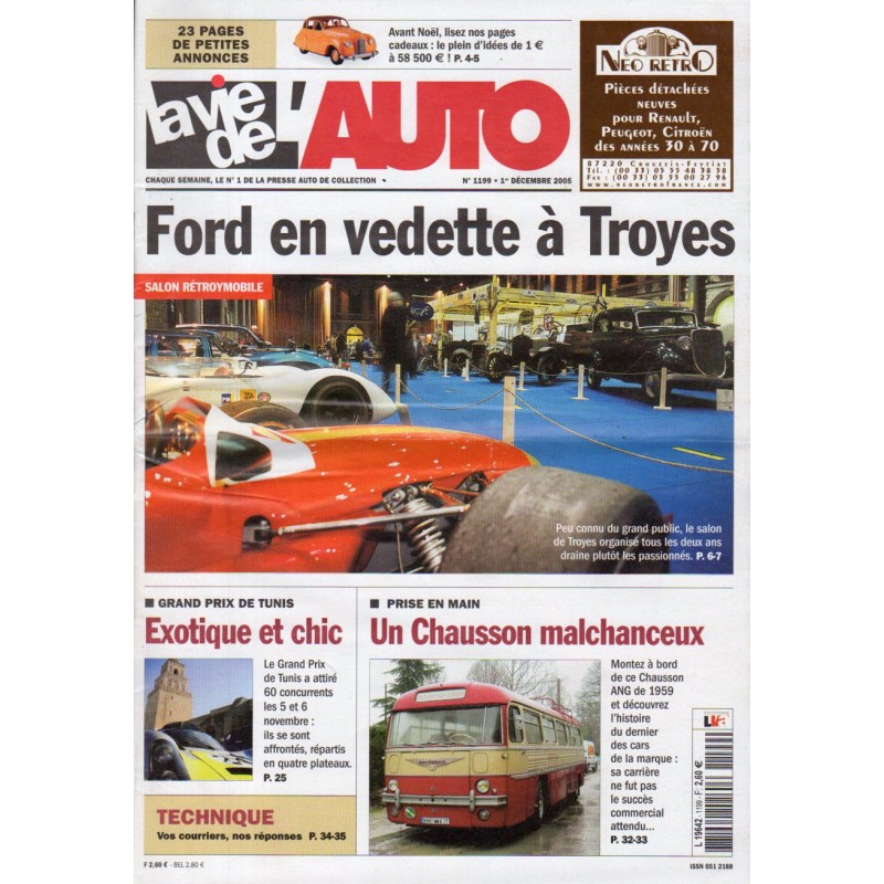 La Vie de l'Auto n° 1199 du 1er décembre 2005 - Salon Rétroymobile : Ford en vedette à Troyes