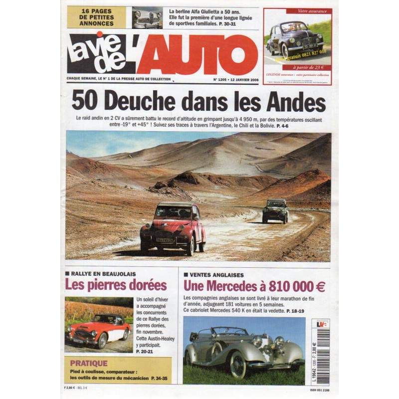 La Vie de l'Auto n° 1205 du 12 janvier 2006 - 50 Deuche dans les Andes