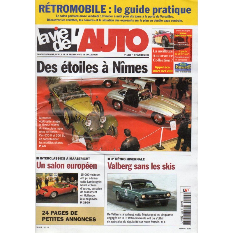 La Vie de l'Auto n° 1209 du 9 février 2006 - Des étoiles à Nîmes + Le guide pratique Rétromobile