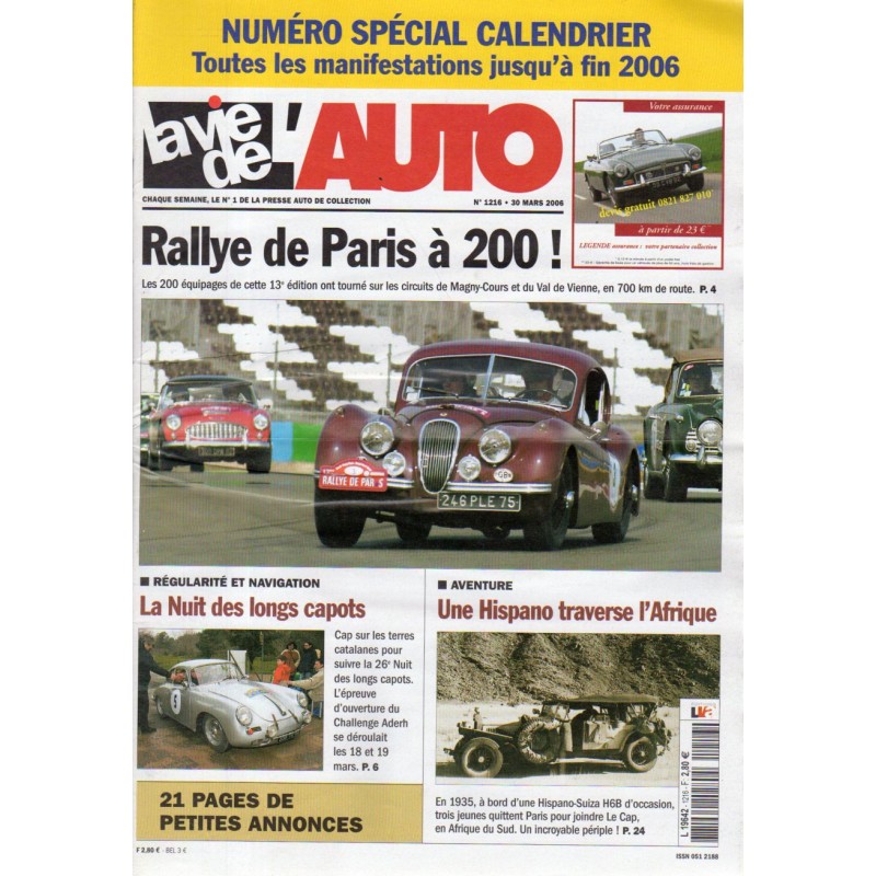 La Vie de l'Auto n° 1216 du 30 mars 2006 - Rallye de Paris à 200 !