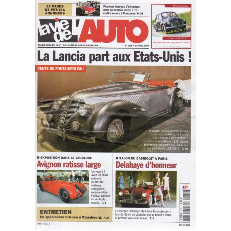 La Vie de l'Auto n° 1218 du 13 avril 2006 - La Lancia part aux États-Unis !
